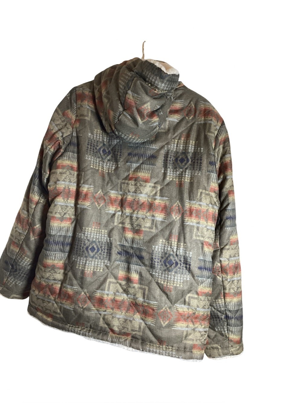 PENDELTON reverable Aztec print and faux fur jacket SZ L warm ,cozy